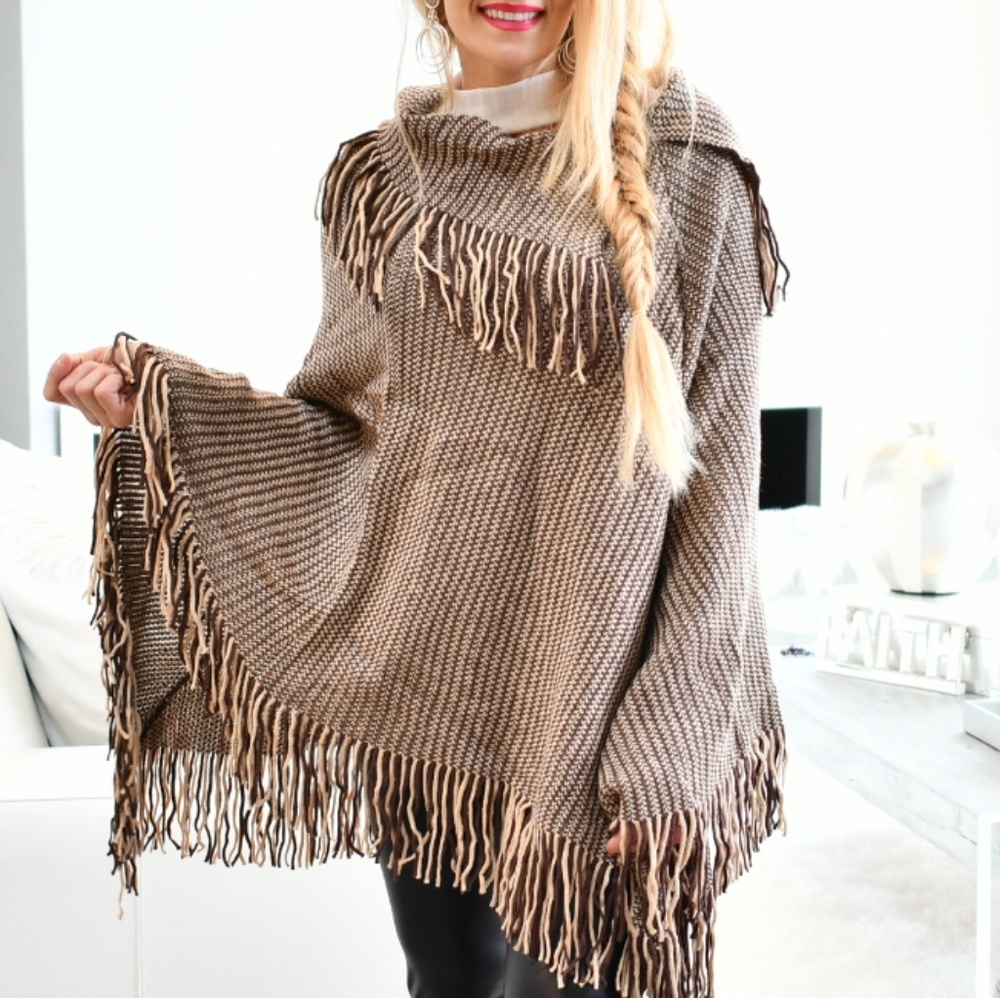 Fringe Detail Poncho - Picture 2 of 4